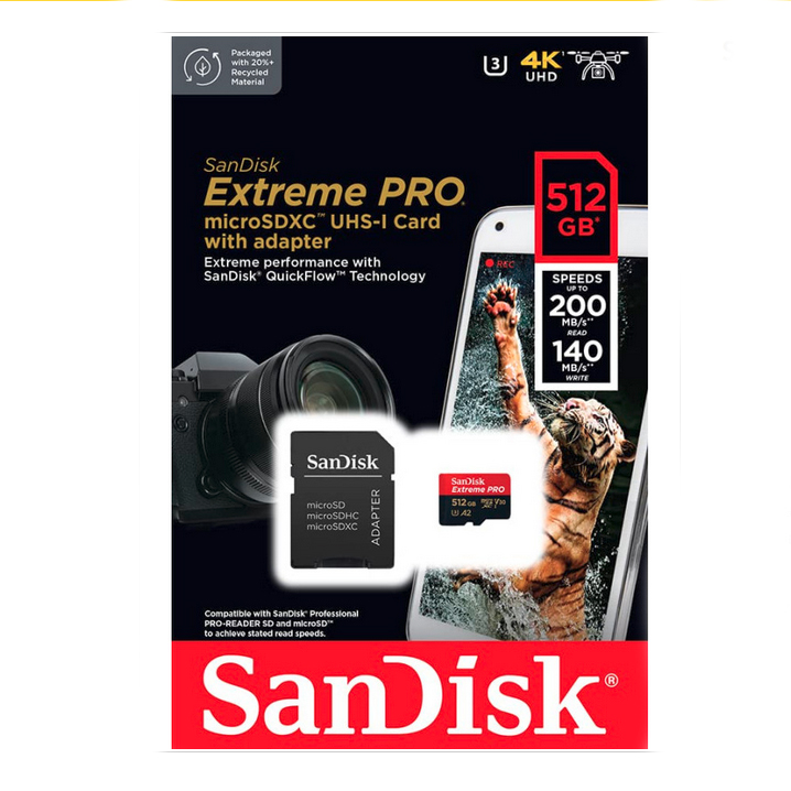 SanDisk SDXC 512GB Micro Extreme Pro 200MB/s A2 C10 V30 UHS-I US+Ad - 2